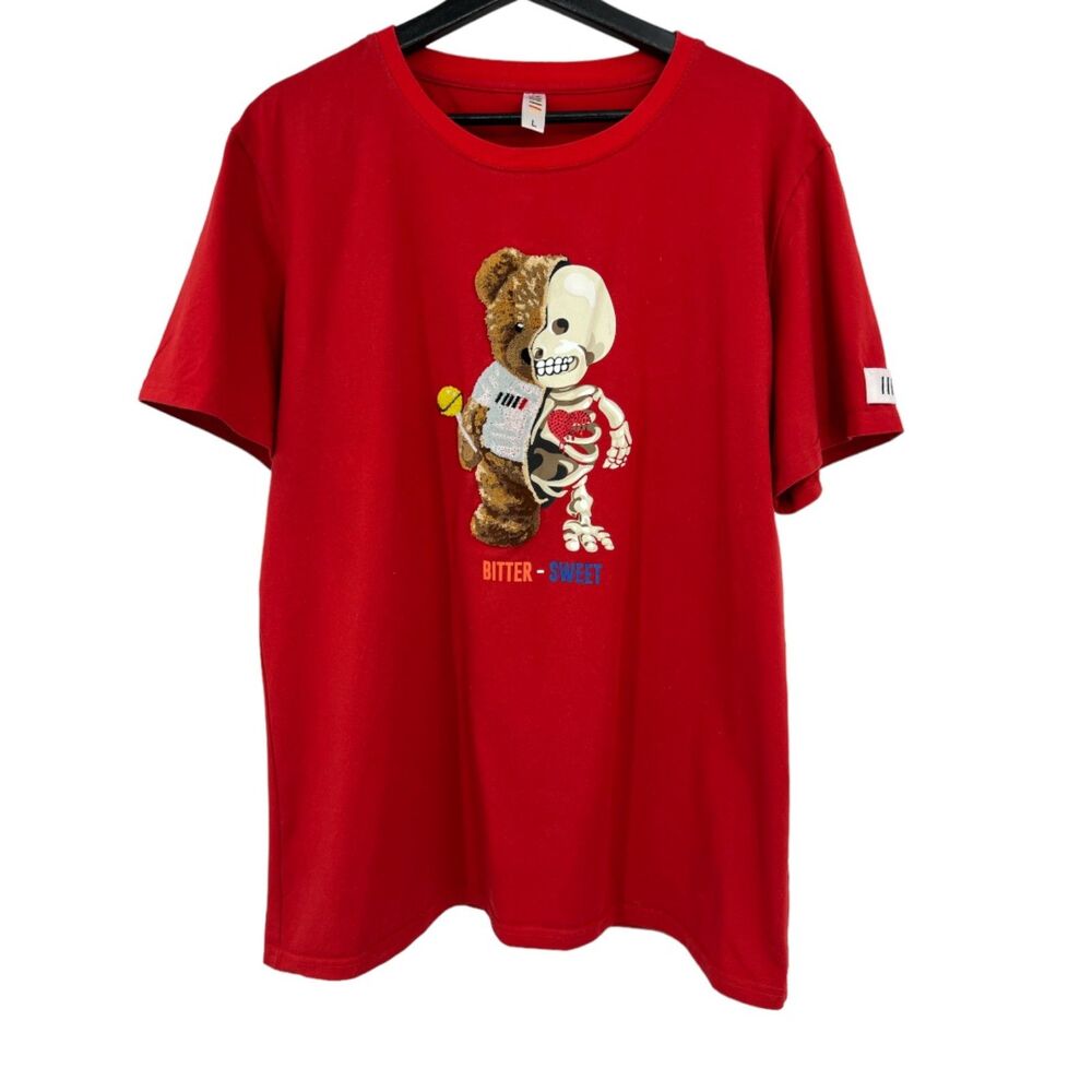 Fifth Loop bittersweet tee large mens skeleton bear graphic t-shirt red